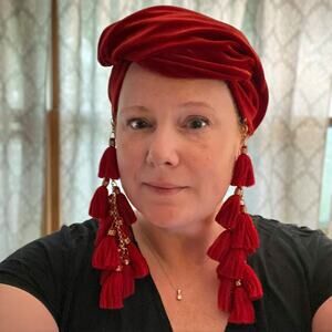 Julia Clancey Raffia Swinglette Velour Turban Women's Designer Modest MSRP $395